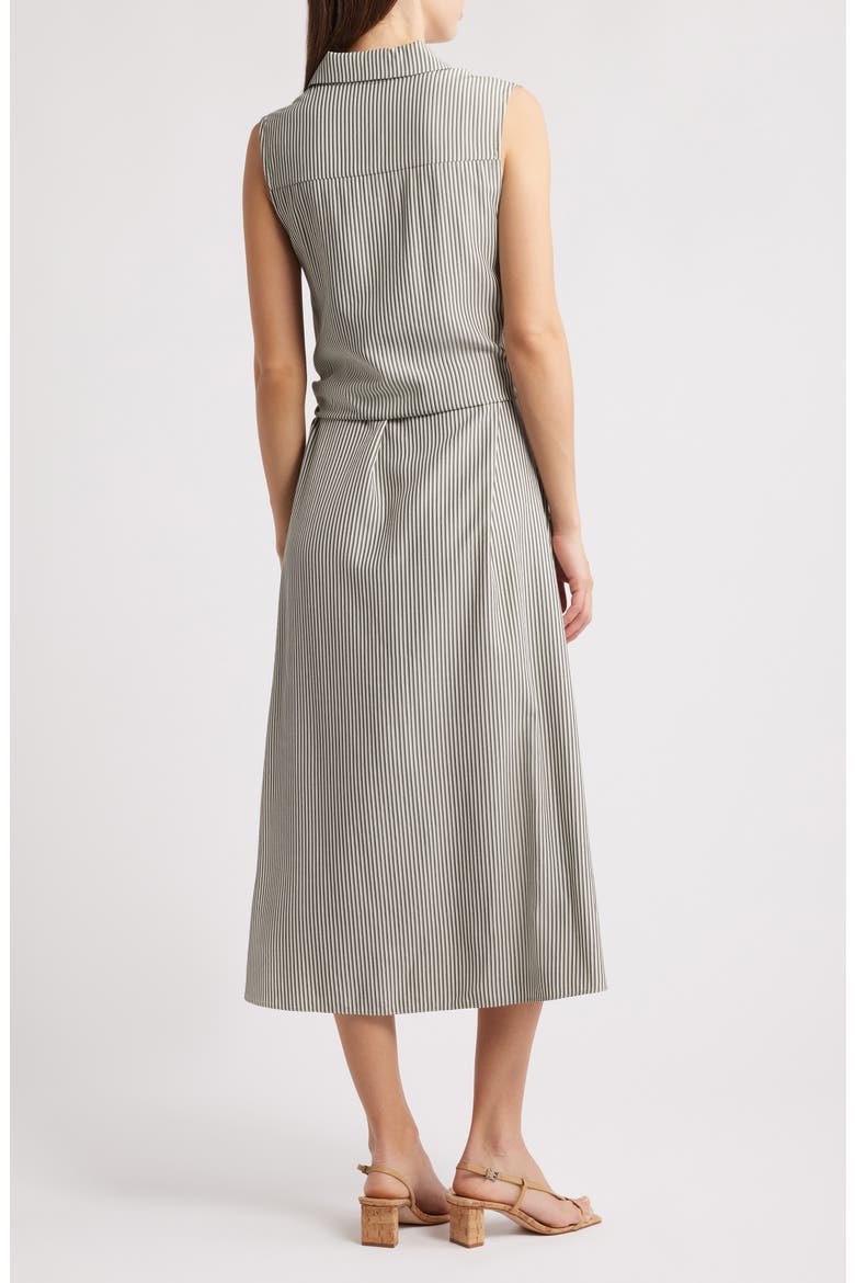 Sleeveless Front Waist Tie Midi Shirtdress, Alternate, color, CREAM BLACK