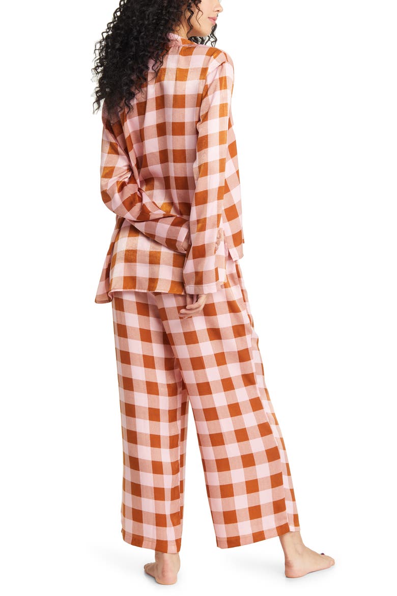 Satin Pajama Set, Alternate, color, BROWN BUCKTHORN SANDY PLAID