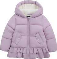 Rokka&Rolla Kids' Rosie Fleece Lined Ruffle Puffer Coat