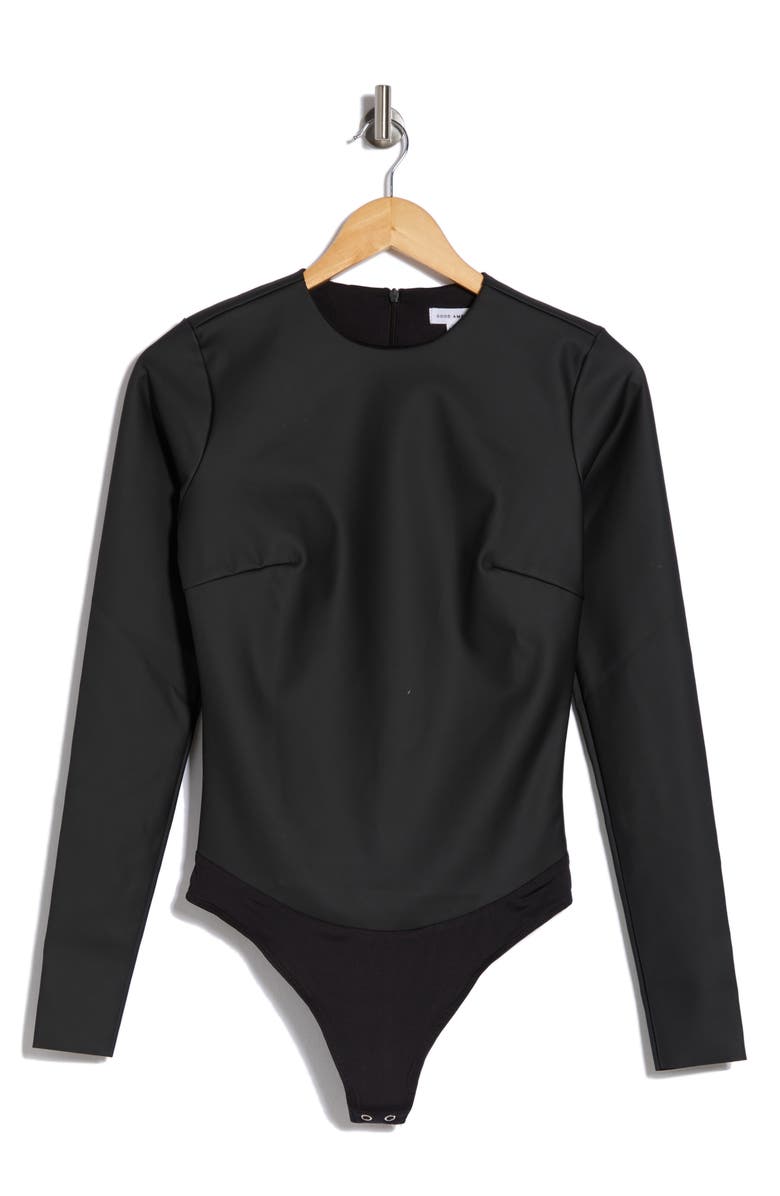 Good American Matte Long Sleeve Bodysuit, Alternate, color, 