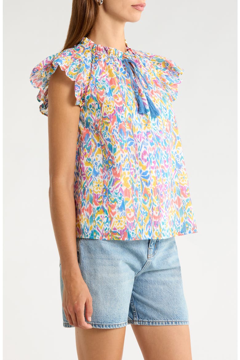 Deniza Flutter Sleeve Top, Alternate, color, CREAM-MULTI