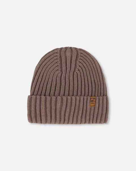 Boy's Cuffed Knit Hat Taupe