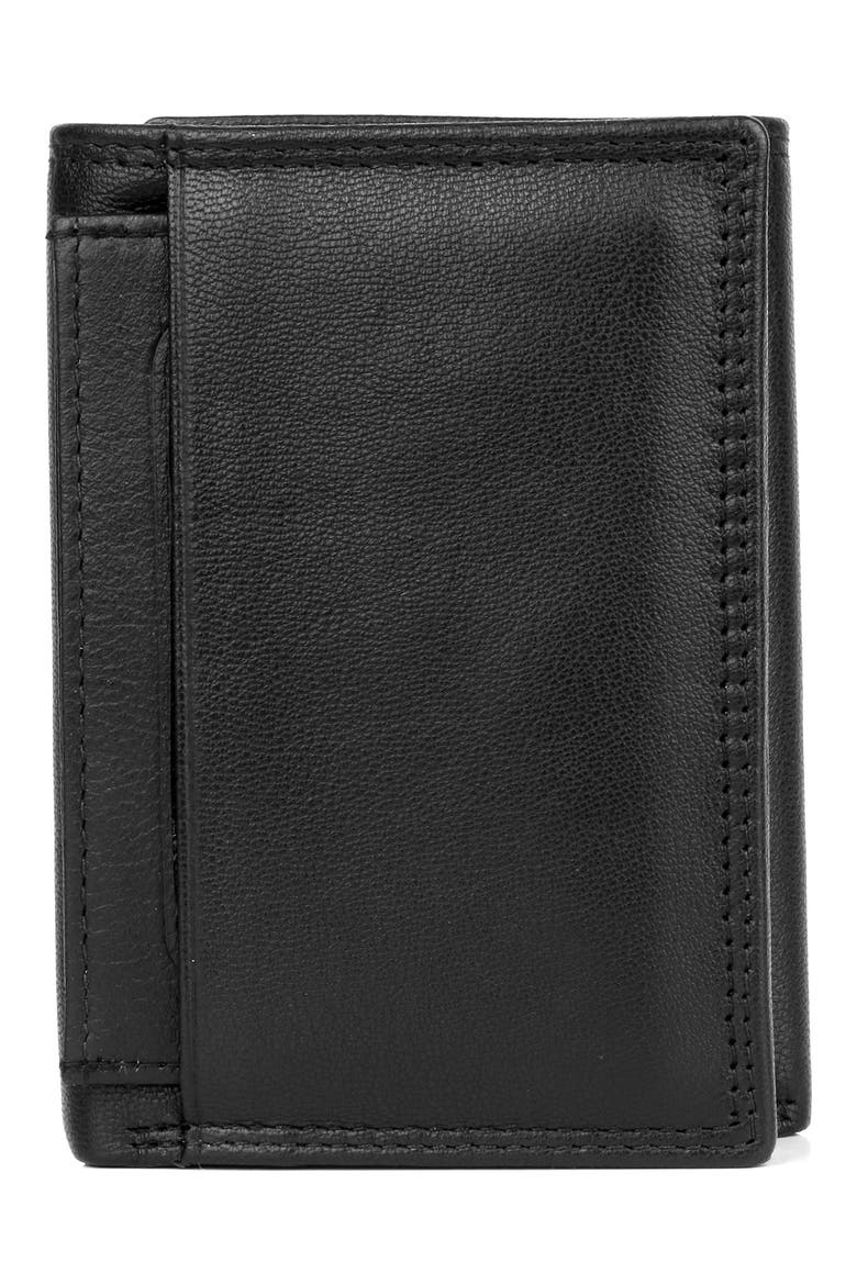 Emblem I.D. RFID Three-Fold Wallet, Main, color, BLACK