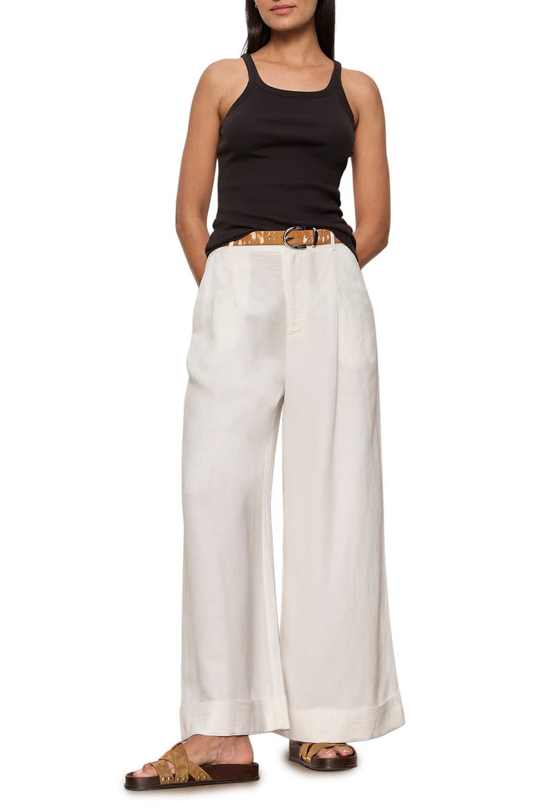 Terrace Linen Blend Wide Leg Pants, Alternate, color, CHALK WHITE