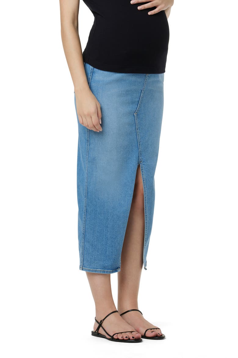 Reconstructed Stretch Cotton Denim Midi Skirt, Main, color, OFF SEASON