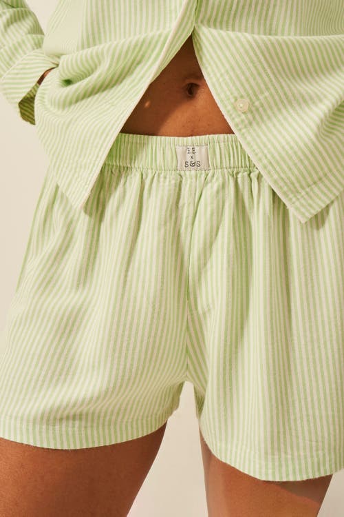 Stripe & Stare Ecovero Pyjama Shorts In Green