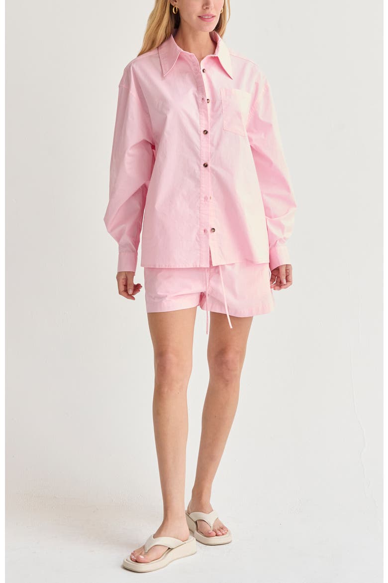 Oversized Poplin Shirt Two Piece Set, Alternate, color, Pink