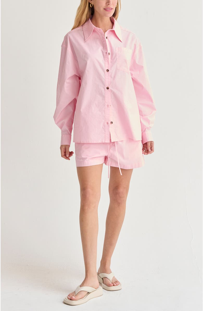 CRESCENT Oversized Poplin Shirt Two Piece Set, Alternate, color, Pink