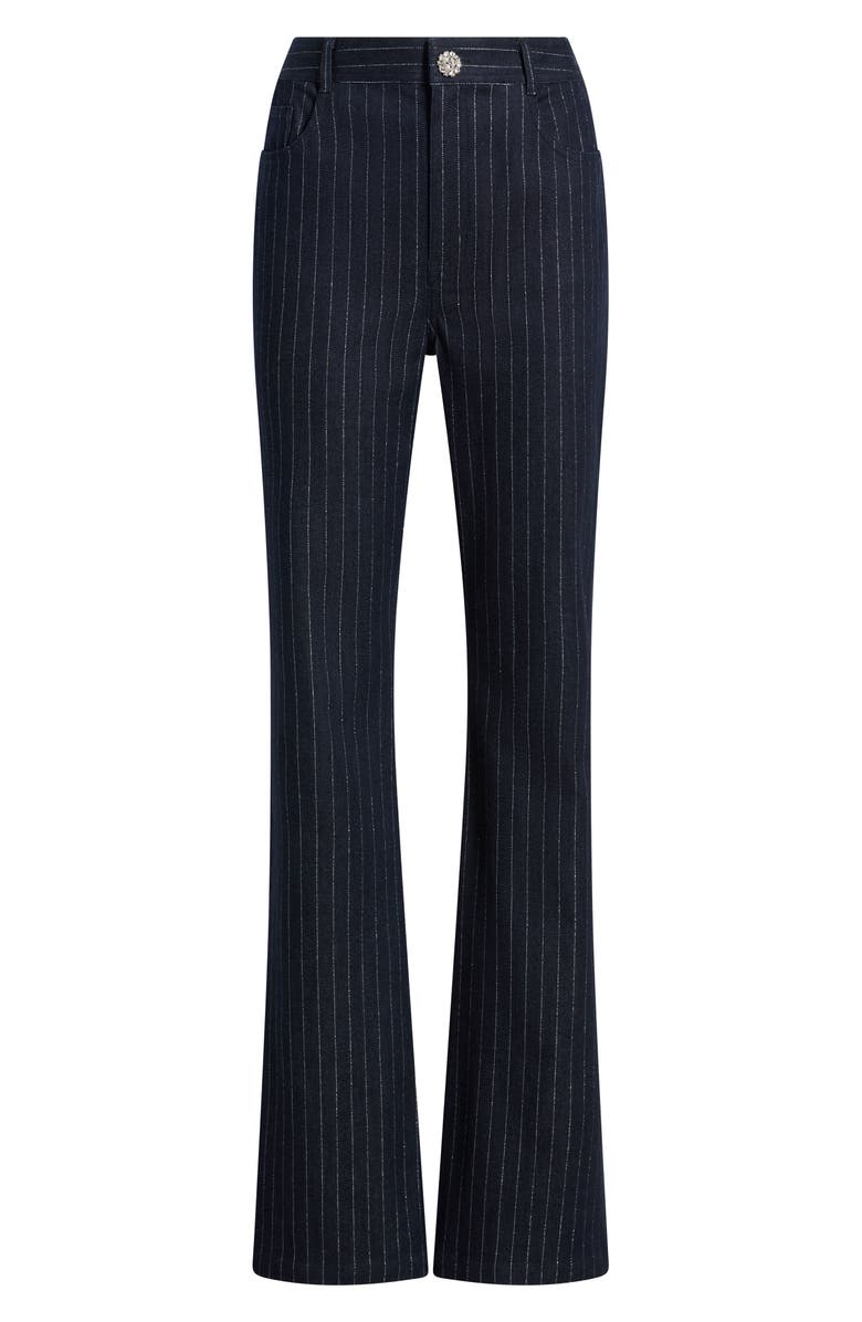 Cinq à Sept Shaile Metallic Pinstripe Pants, Alternate, color, Indigo/ Silver