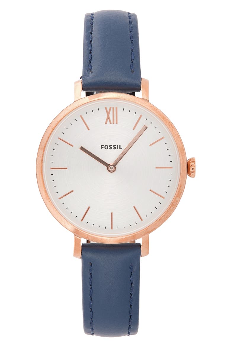 Jacqueline Two Hand Quartz Leather Strap Watch, 36mm, Main, color, ROSE GOLD