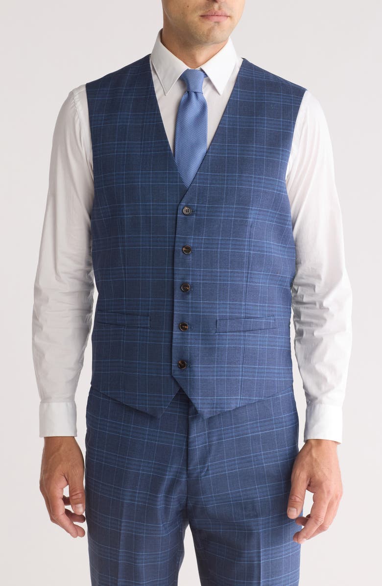 Gino Vitale Slim Fit 3-Piece Tailored Check Suit, Alternate, color, Blue