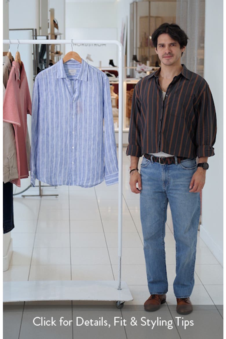 Julian Shaped Fit Stripe Linen Button-Up Shirt video
