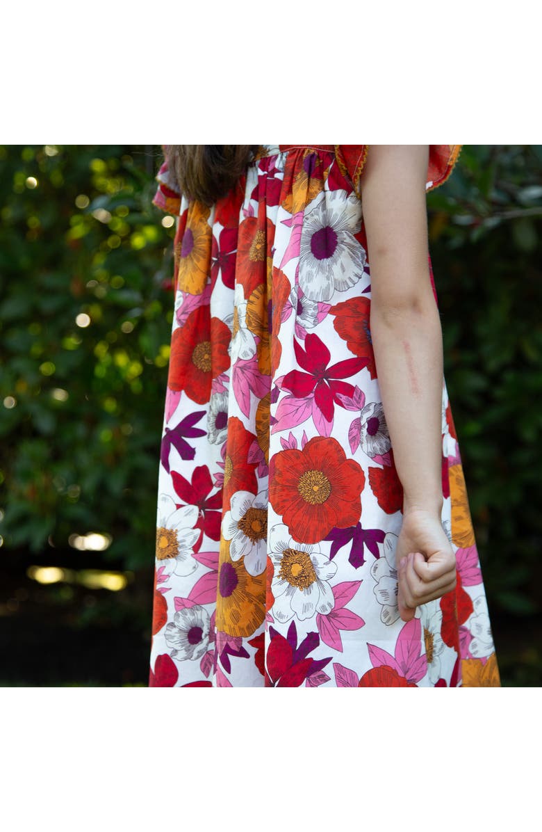 Beet World Girls Everly Square Neck Dress, Alternate, color, Red And Orange