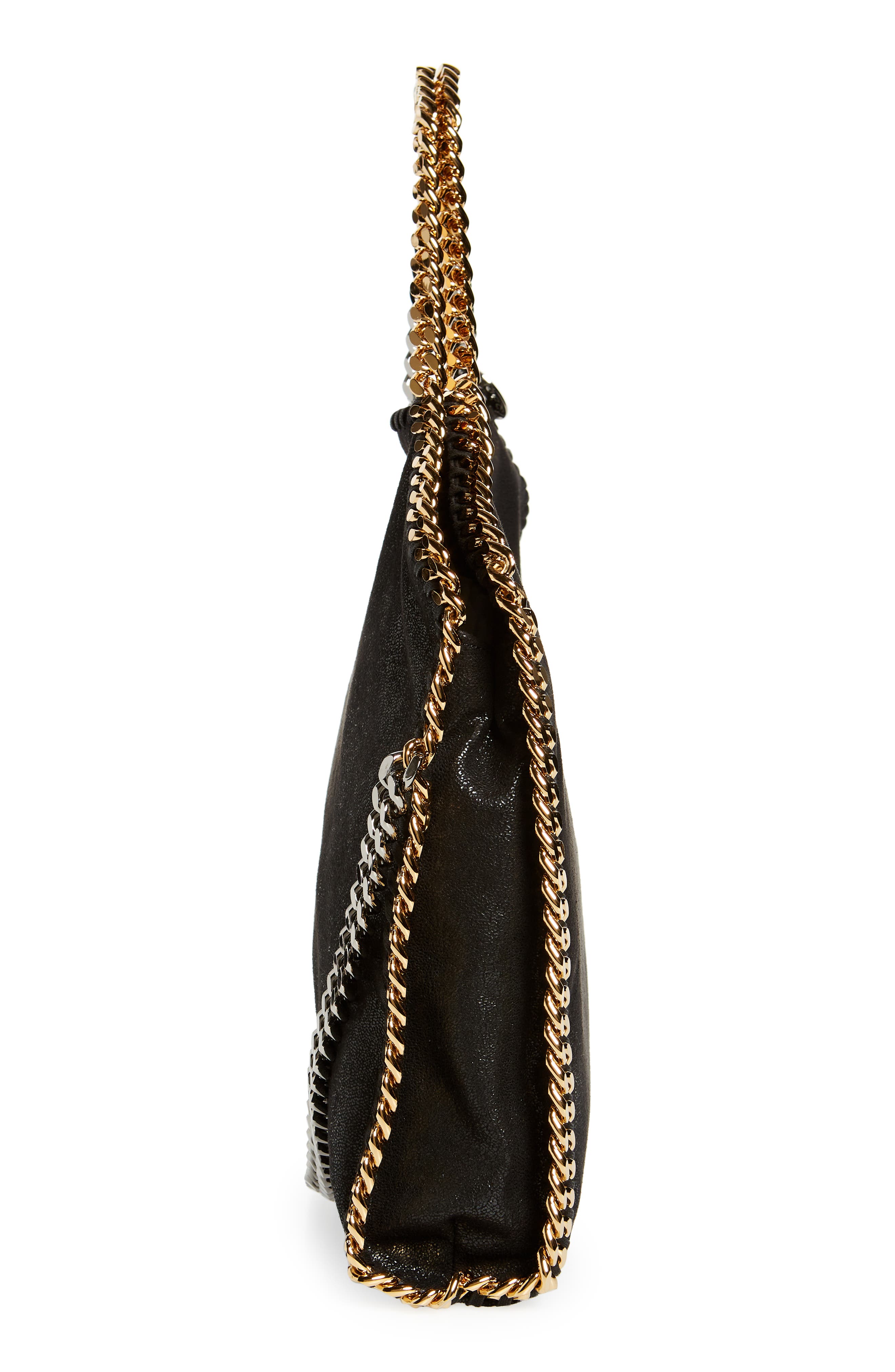 Stella McCartney Falabella Faux Leather Foldover Tote, Alternate, color, Black