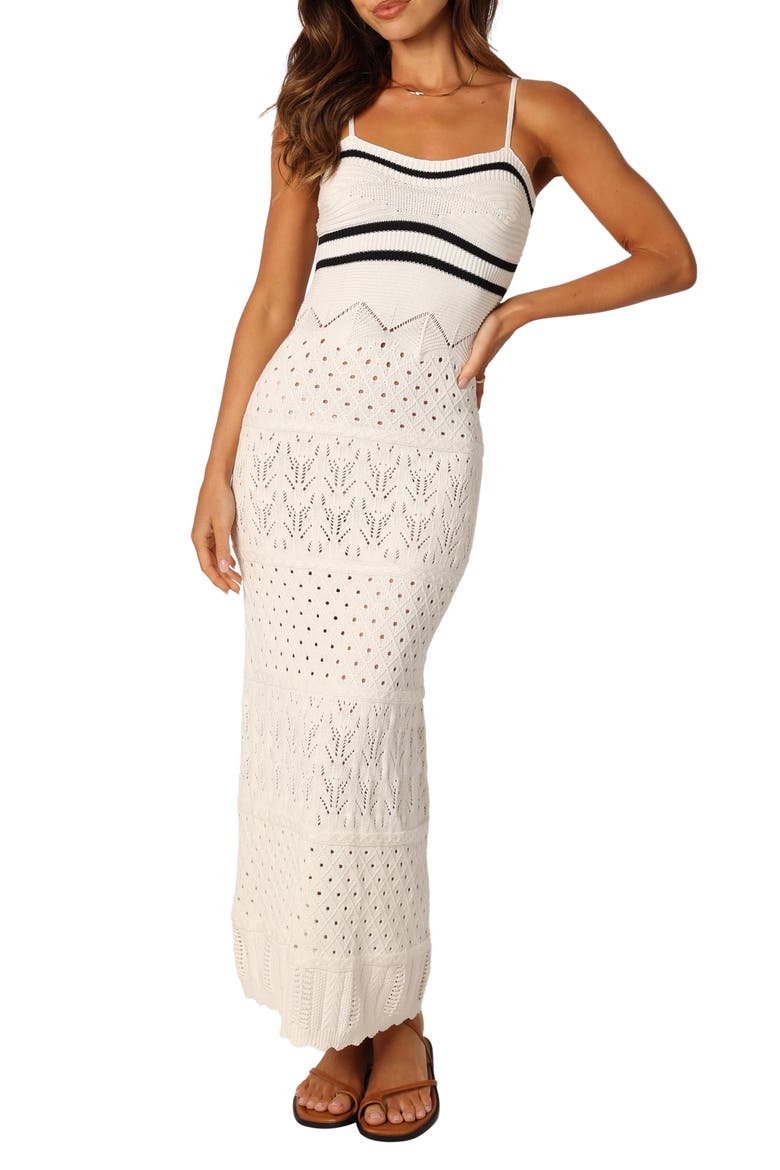 Landon Knit Midi Dress, Main, color, BLACK WHITE