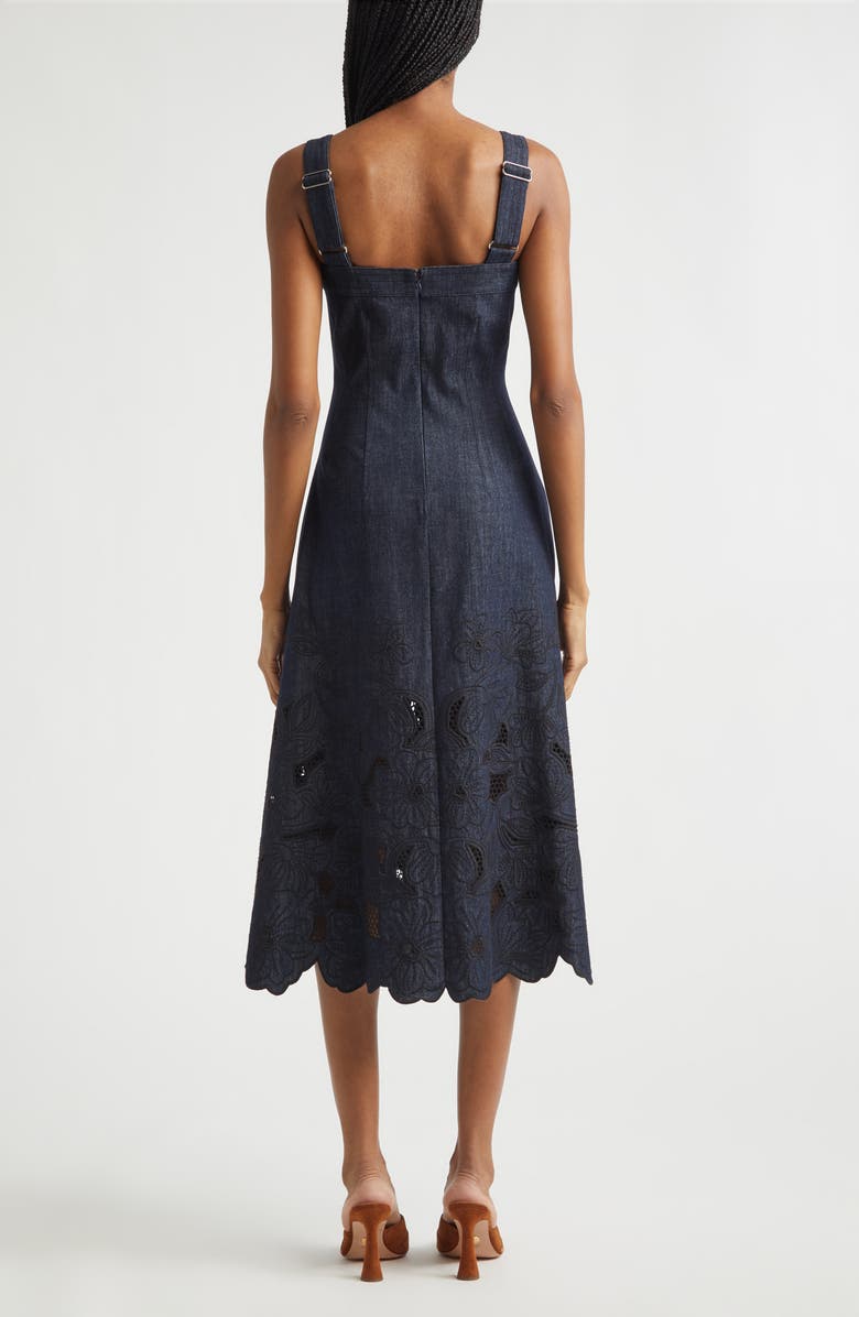 Veronica Beard Rosaura Eyelet Embroidery Denim Dress, Alternate, color, Indigo Rinse