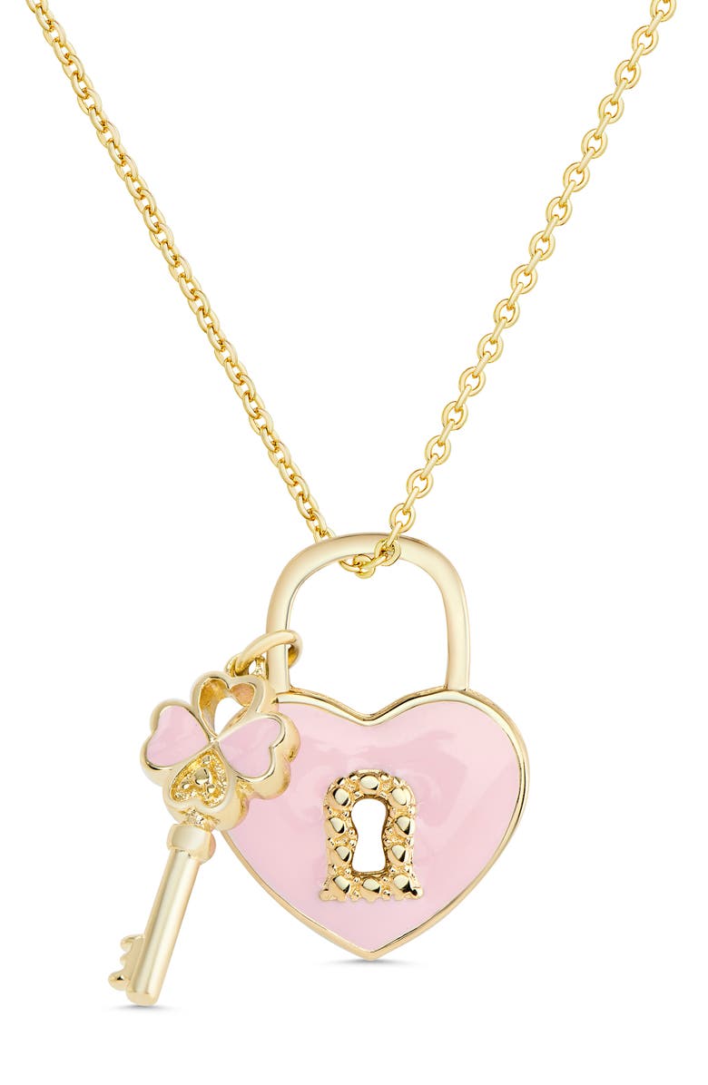Lily Nily Heart Lock Pendant Necklace, Main, color, Gold