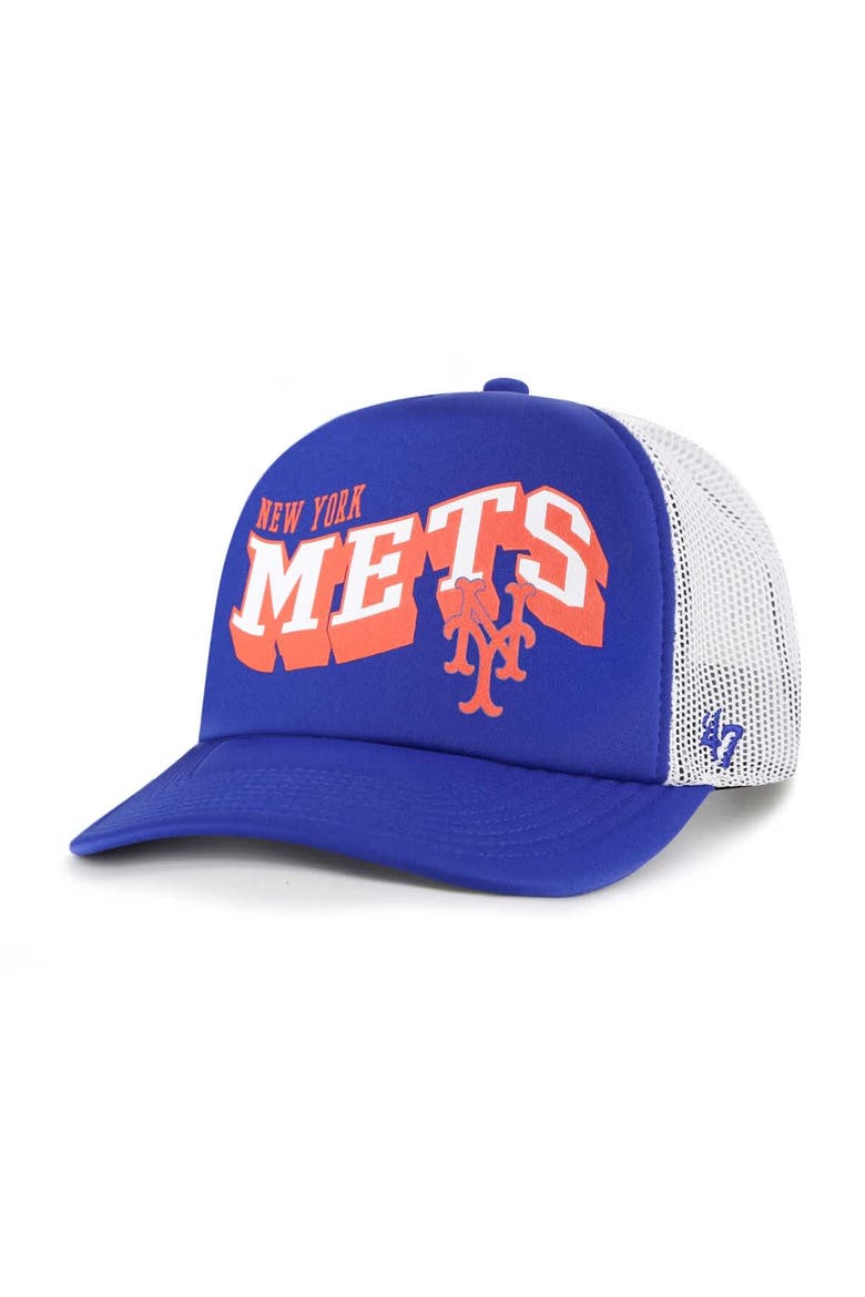 Men's '47 Royal New York Mets Meander Foam Trucker Snapback Hat, Main, color, Royal