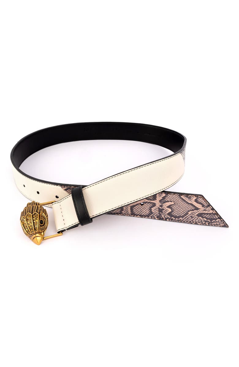 Kurt Geiger London Pieced Snakeskin Print Leather Belt, Alternate, color, 