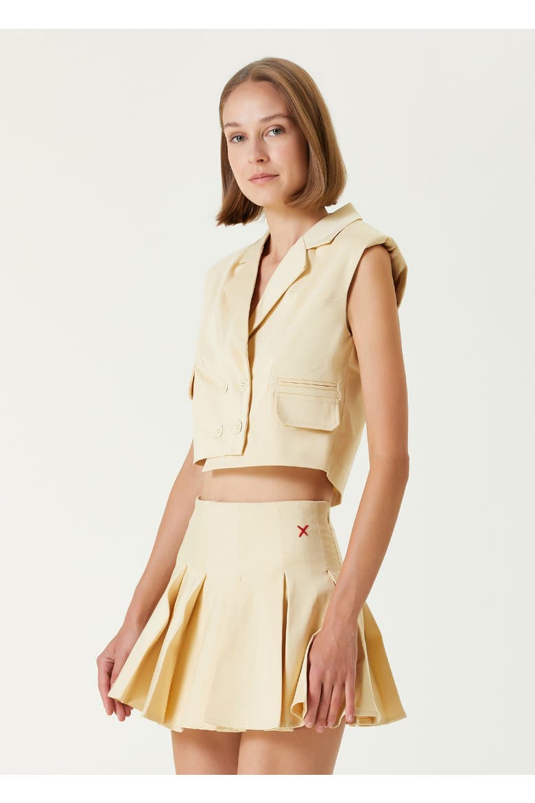 Cotton Woven Crop Vest, Alternate, color, Chino Green