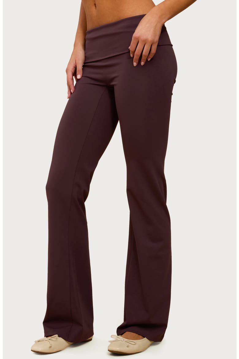 Oriane Foldover Flare Leggings, Alternate, color, PLUM