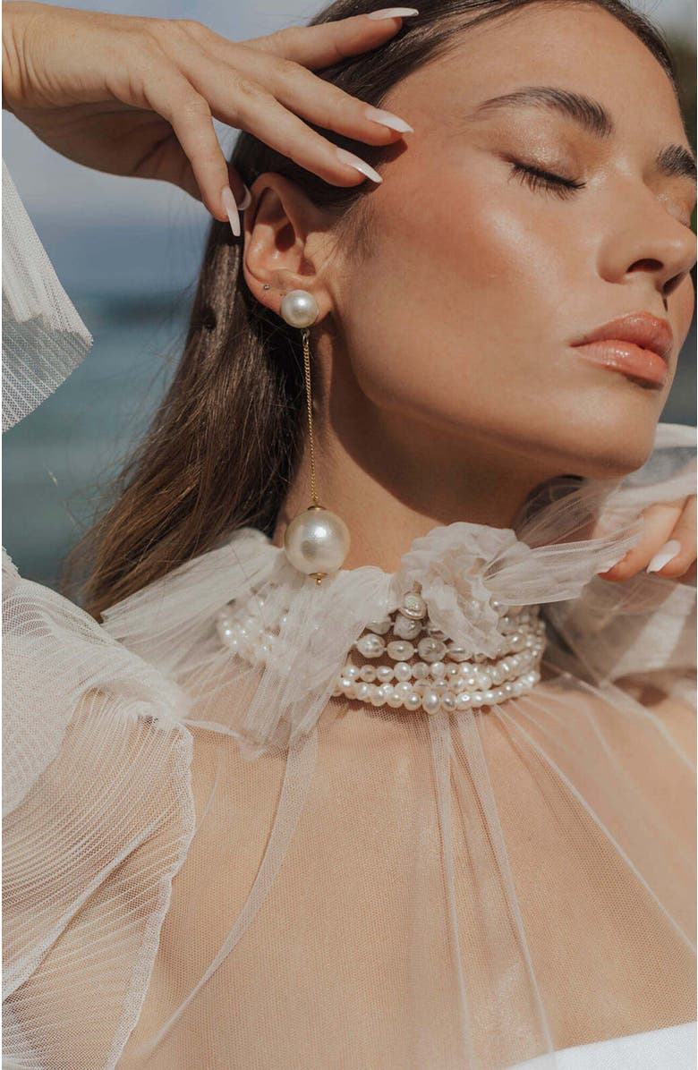 Untamed Petals Ines Pearl Drop, Alternate, color, Gold