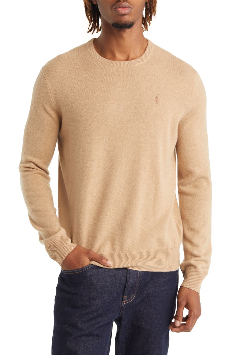 Cashmere Crewneck Sweater, Main, color, CAMEL