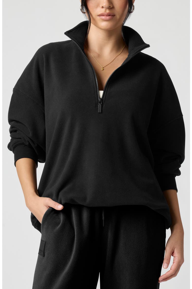 Polar Fleece Quarter Zip Sweatshirt, Main, color, BLACK