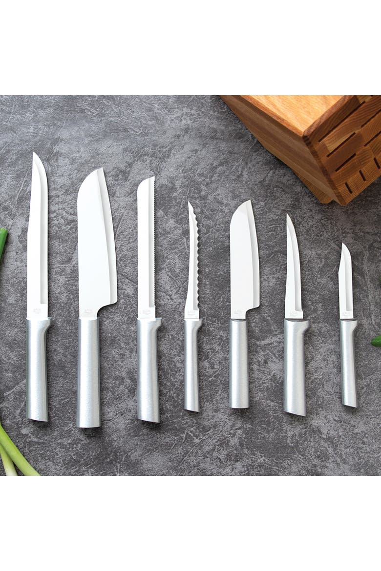 Essential Oak 8 Piece Knife Block Set, Alternate, color, Silver