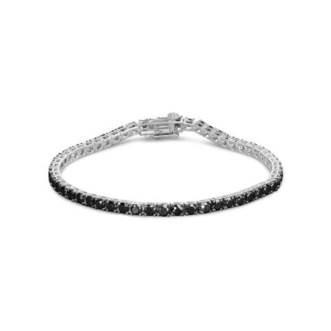 Silver 8.0 Cttw Treated Black Diamond Classic Tennis Bracelet