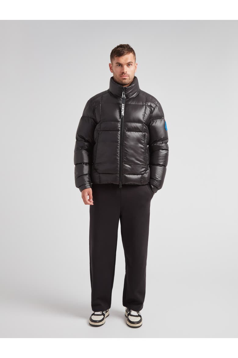 EZ Boxed Funnel Neck Puffer Jacket, Alternate, color, BLACK