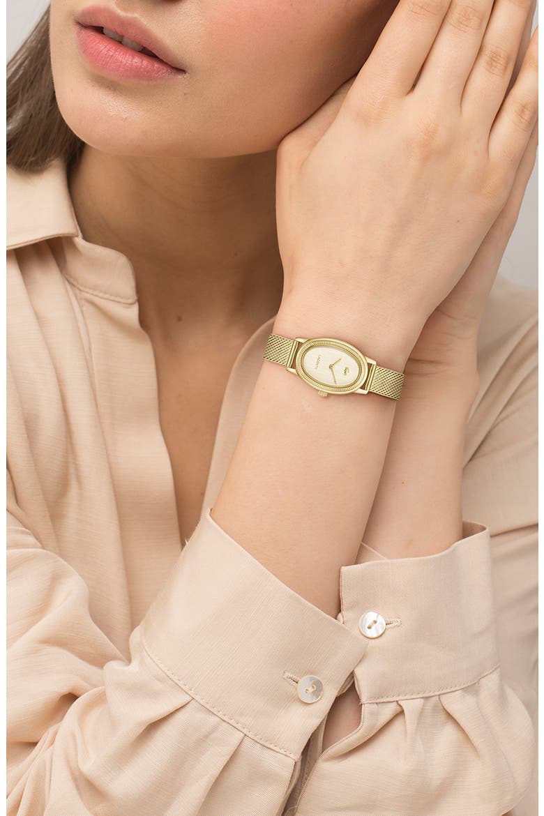 Parisienne Mesh Strap Watch, 30mm x 22mm, Alternate, color, GOLD