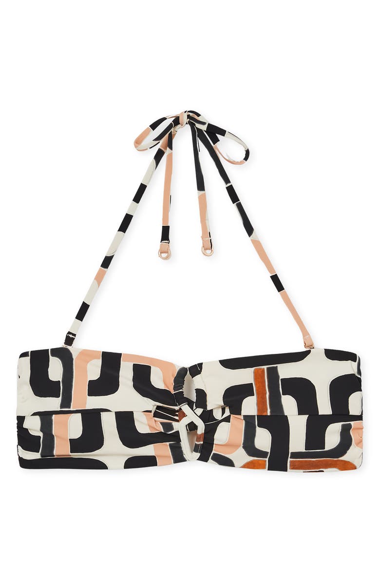 Reiss Ari cutout Halter Bikini Bottoms, Alternate, color, Brown/ Cream