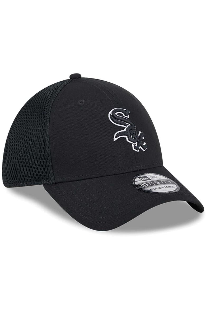 Men's New Era Chicago White Sox Evergreen Black & White Neo 39THIRTY Flex Hat, Alternate, color, Black