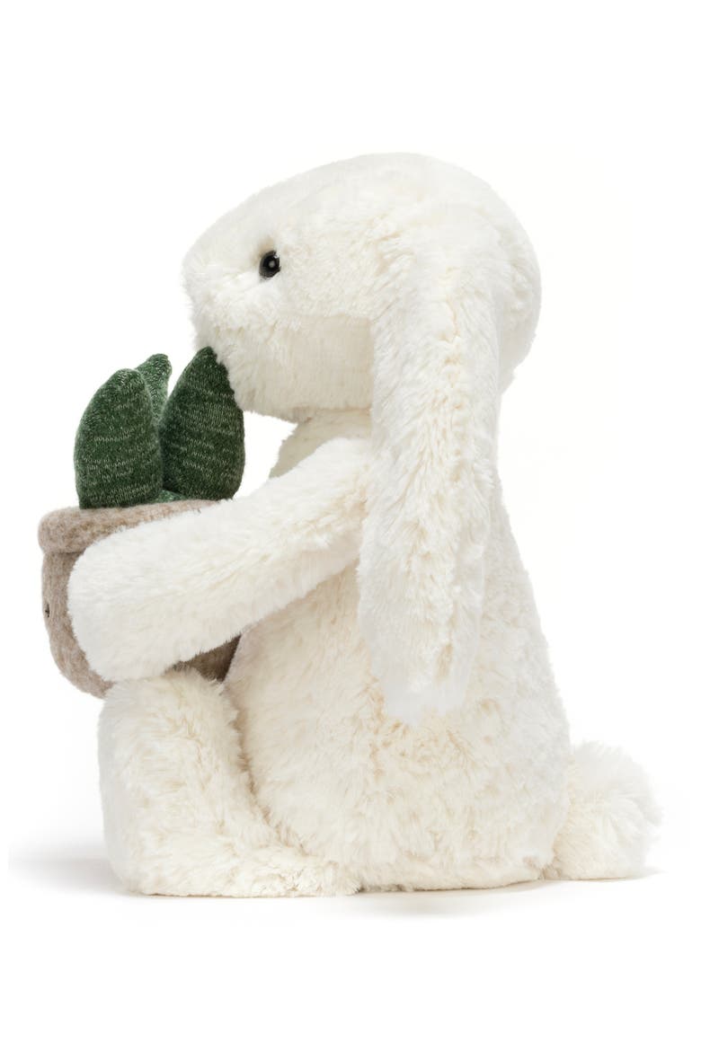 Bunny with Plant Plushie, Alternate, color, WHITE