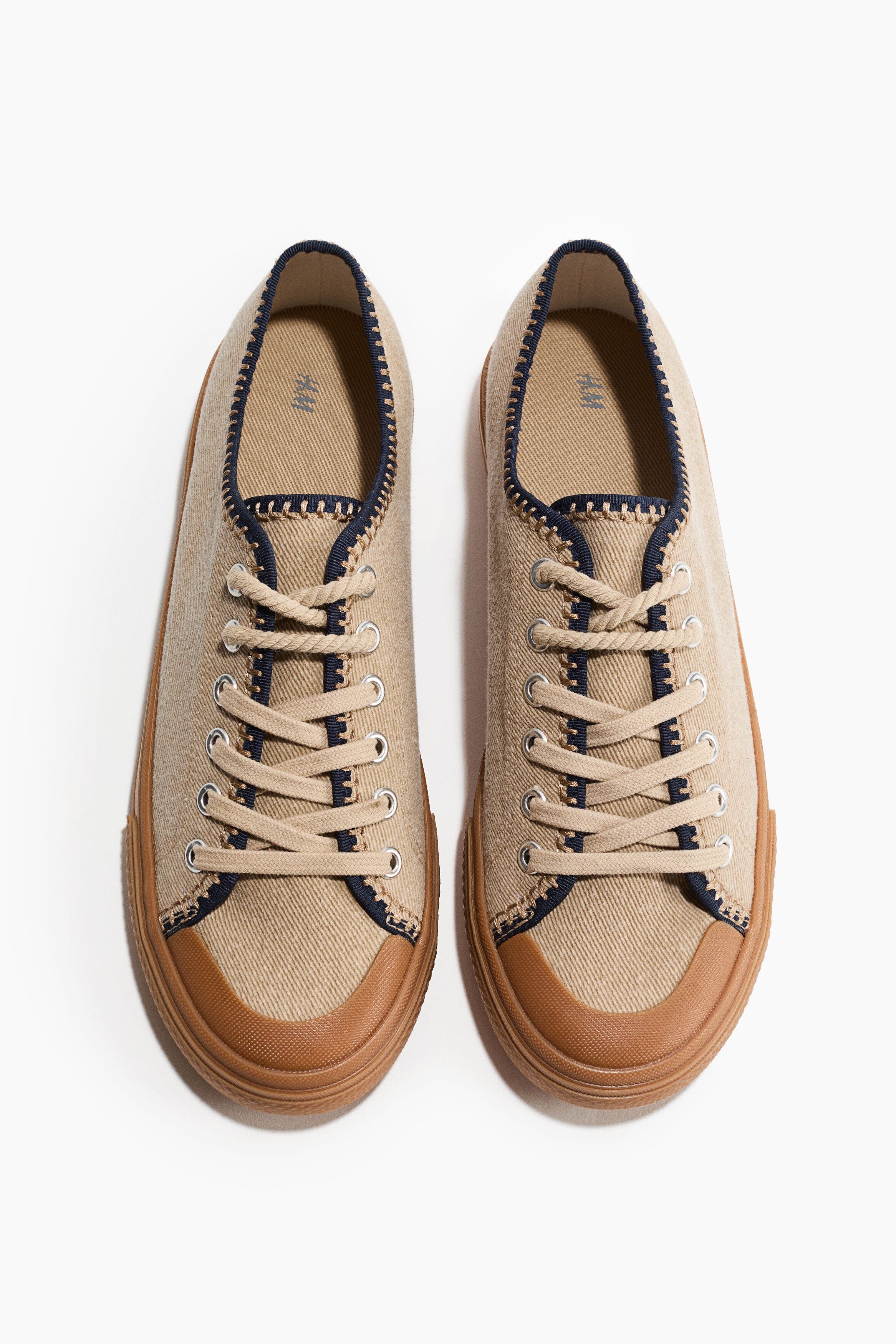 H&M Twill sneakers, Alternate, color, Beige