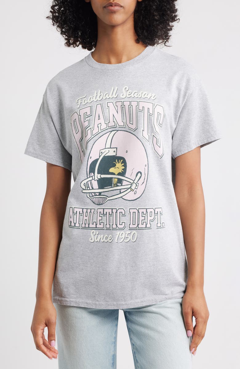 Vinyl Icons Peanuts<sup>®</sup> Football Cotton Graphic T-Shirt, Main, color, Heather Grey