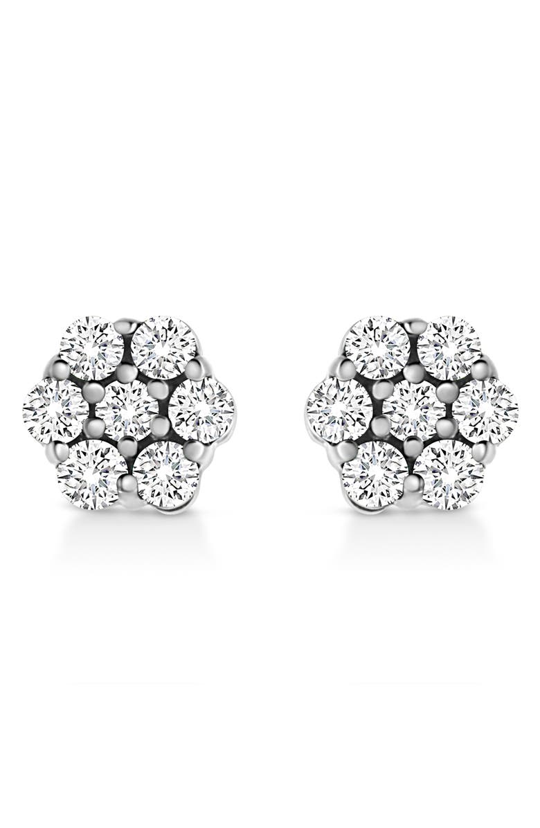 Haus of Brilliance 14K White Gold 1/2 Ct Prong RoundDiamond Flower Stud Earring, Main, color, White