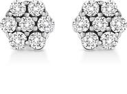 Haus of Brilliance 14K White Gold 1/2 Ct Prong RoundDiamond Flower Stud Earring