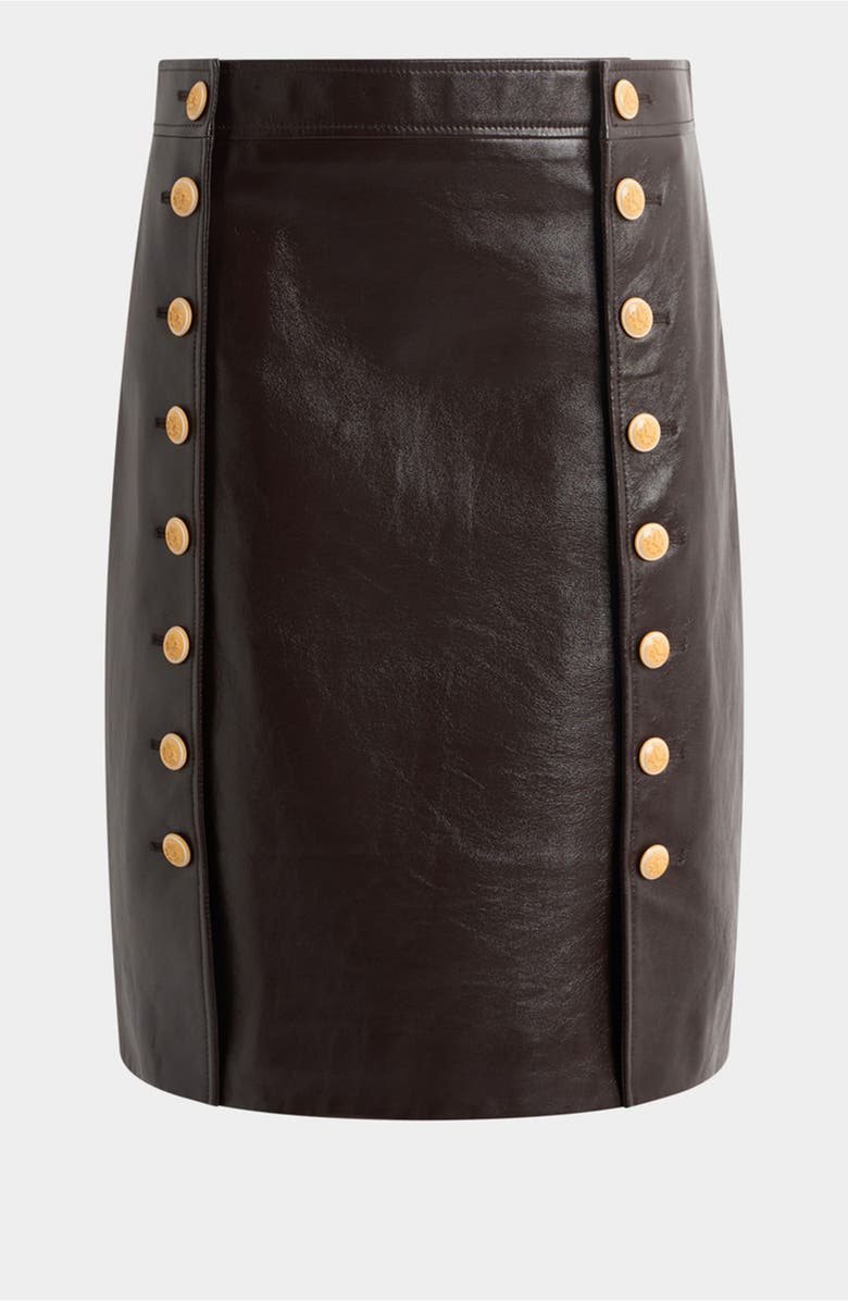 Bally Midi Skirt in Leather, Main, color, Brown