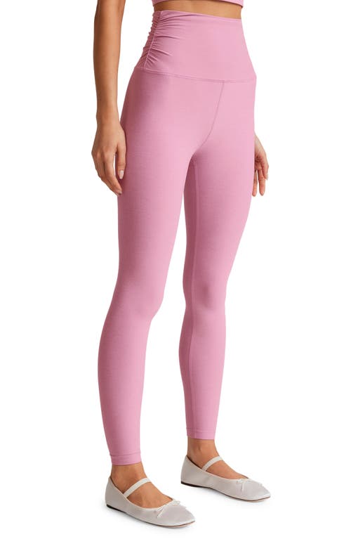 Beyond Yoga Space Dye Shirred Leggings In Pink