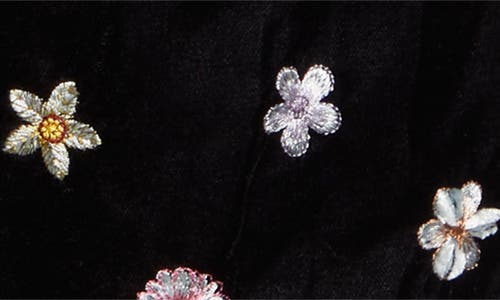 Tao Comme Des Garçons Floral Embroidered Velvet Crop Straight Leg Pants In Brown