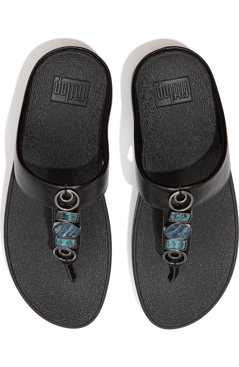 FitFlop Fino Stone Toe Post Wedge Sandal, Alternate, color, All Black
