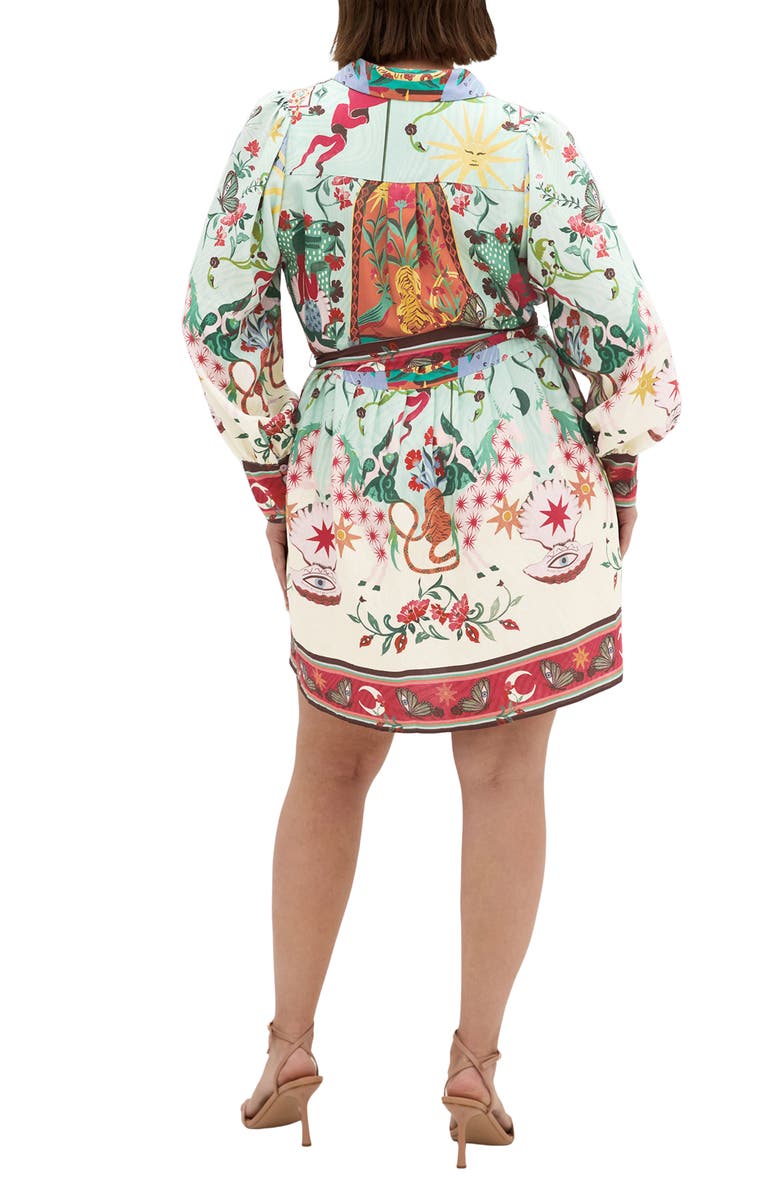 City Chic Ezra Mixed Print Long Sleeve Shirtdress, Alternate, color, Hero Dreamscape