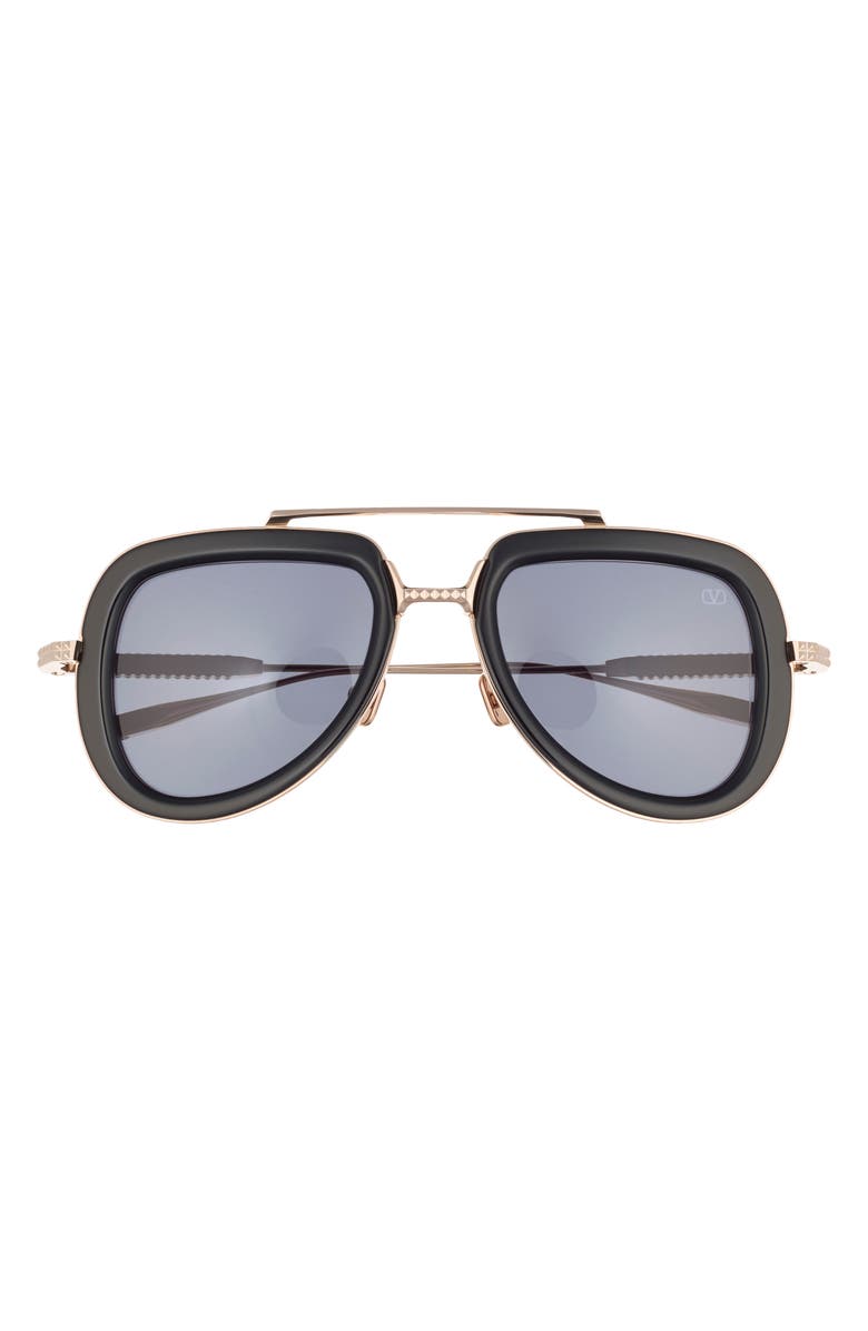 Valentino 50mm Aviator Sunglasses, Main, color, Black Gold Grey