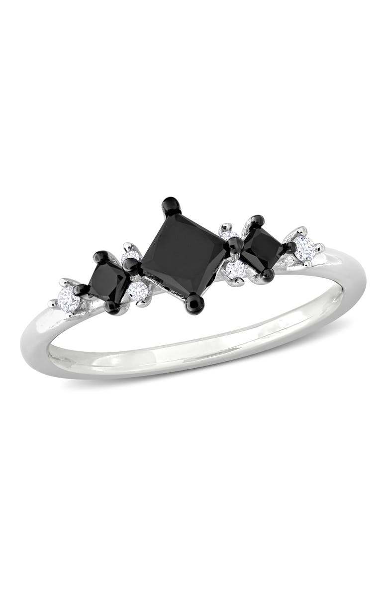 Julianna B. Black & White Diamond Princess-Cut 3-Stone Ring 14k, Main, color, 14K White Gold