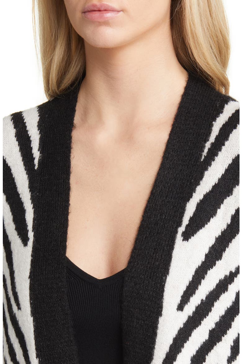 Zebra Print Maxi Cardigan, Alternate, color, BLACK