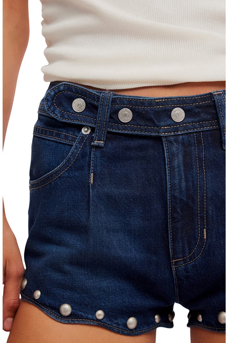 Late Night Set Stud Detail Denim Shorts, Alternate, color, MIDNIGHT OIL