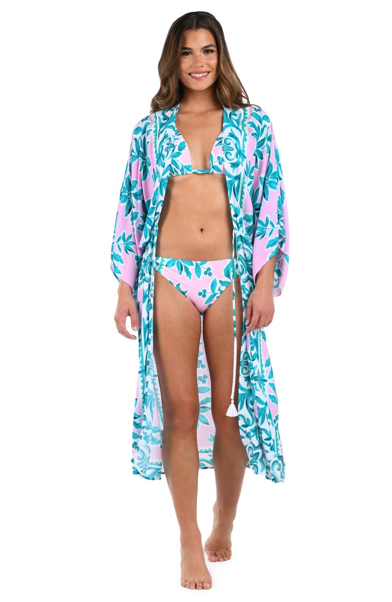 La Blanca Opulent Tie Front Cover-Up, Alternate, color, Pink Multi