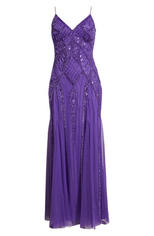 Bebe Embellished V-neck Gown In Purple